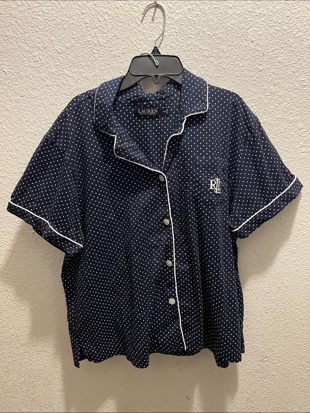 Ralph Lauren Navy Blue Polka Dot Short Sleeve Pajama Top and bottom set